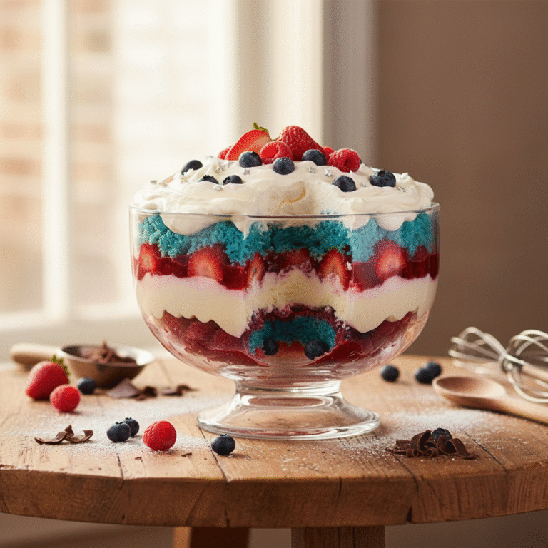 Creamy Red White and Blue Trifle (Easy)