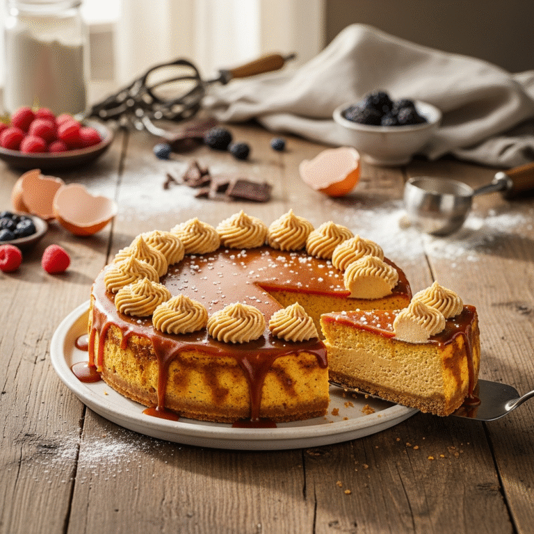 Creamy Salted Caramel Pumpkin Cheesecake (No Cracks!)