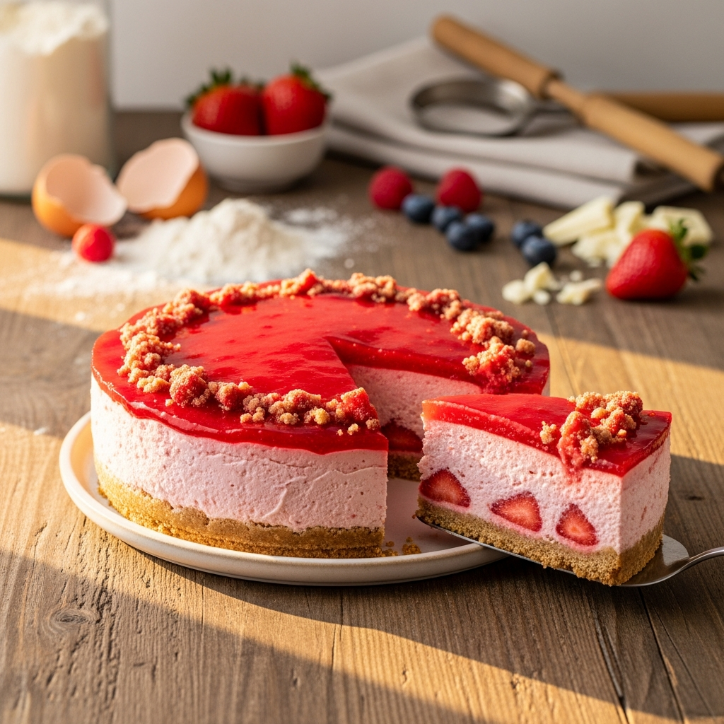 strawberry crunch cheesecake