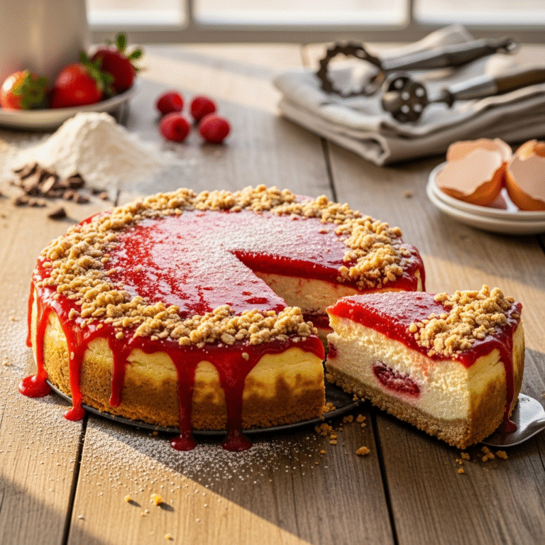 Creamy Strawberry Crunch Cheesecake (Easy No-Bake Recipe)