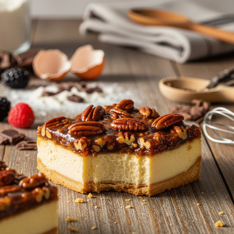 Gooey Pecan Pie Cheesecake Bars (Easy Recipe)