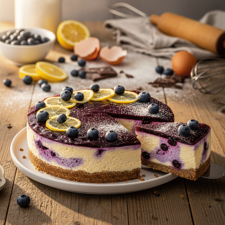 Creamy Blueberry Lemon Cheesecake (No-Bake!)