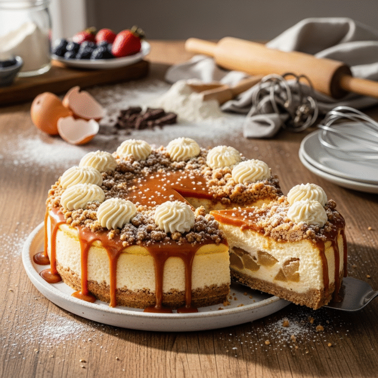 Creamy Apple Crumble Cheesecake (Bakery-Style)
