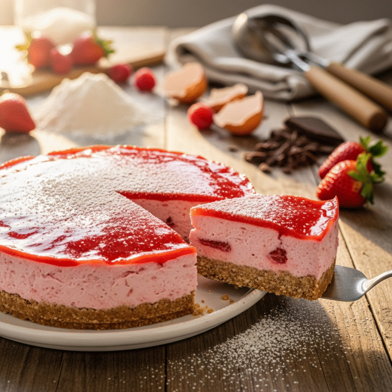 Creamy Strawberry Crunch Cheesecake (No-Bake Recipe)