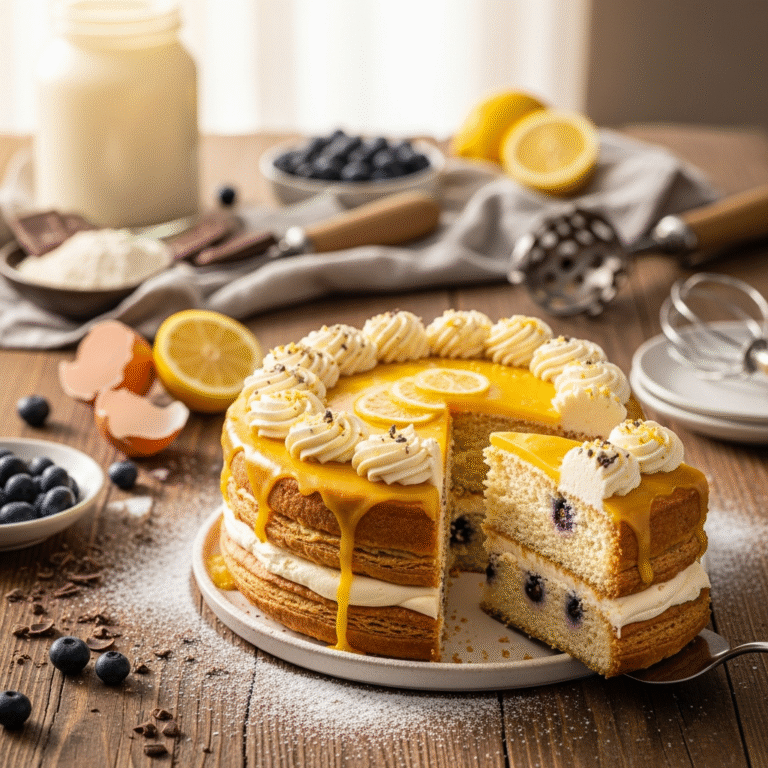 Moist Lemon Blueberry Cake (Tender Crumb)