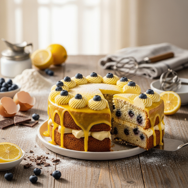 Moist Lemon Blueberry Cake (Bakery-Style)