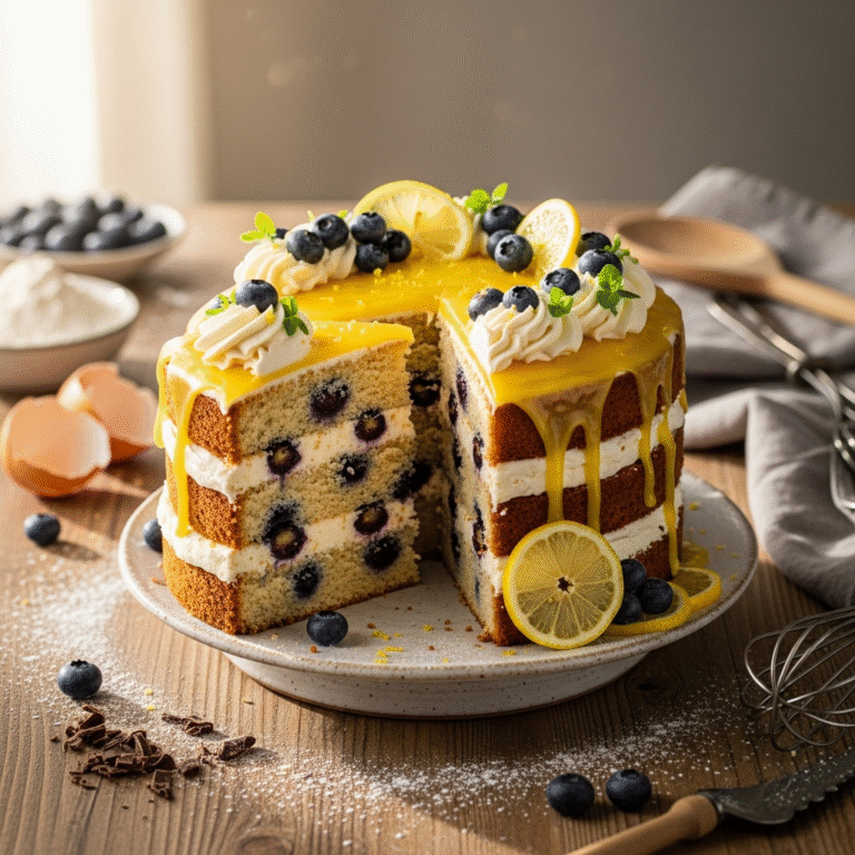 Moist Lemon Blueberry Cake (Cream Cheese Frosting)