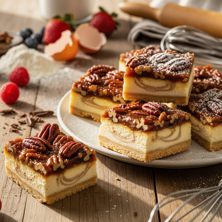 Gooey Pecan Cheesecake Bars (2 Desserts in 1!)