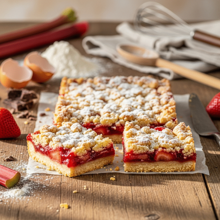 Jammy Strawberry Rhubarb Bars (Buttery Crumble)