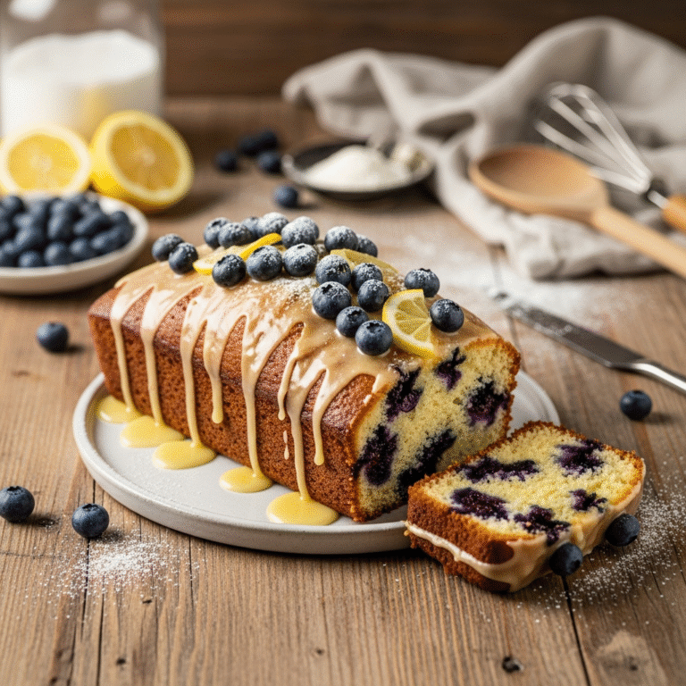 Moist Lemon Blueberry Loaf (No-Sink Berries!)