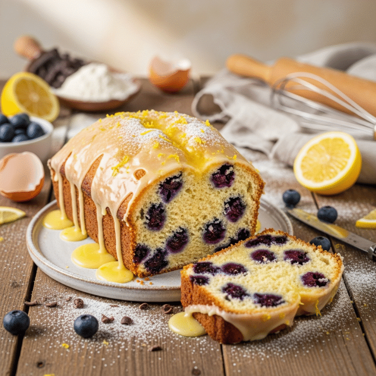 Fluffy Lemon Blueberry Loaf (No-Sink Berries!)