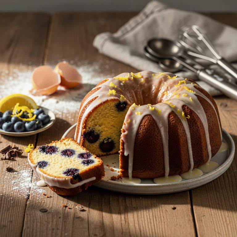 Moist Lemon Blueberry Pound Cake (Tender Crumb!)