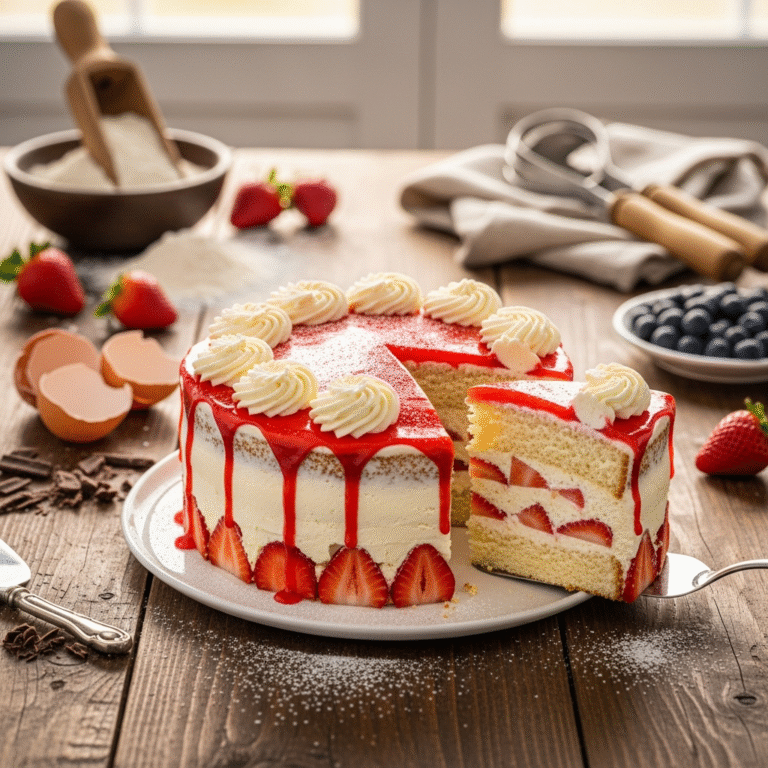 Fluffy Strawberry Shortcake Cake (Bakery-Style)
