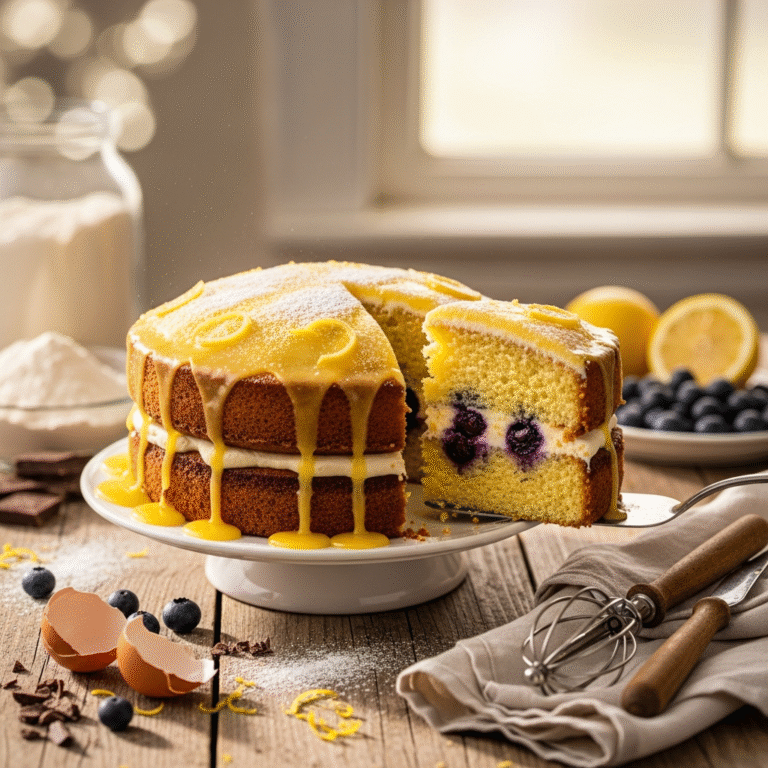Zesty Lemon Blueberry Cake (Tender & Moist)