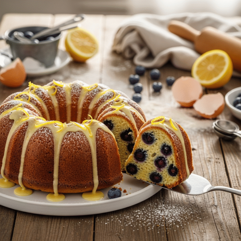 Moist Lemon Blueberry Bundt Cake (Easy Recipe)