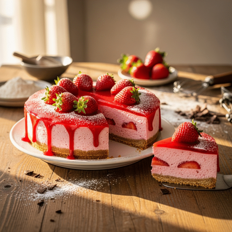 Creamy No-Bake Strawberry Cheesecake (Easy Recipe)